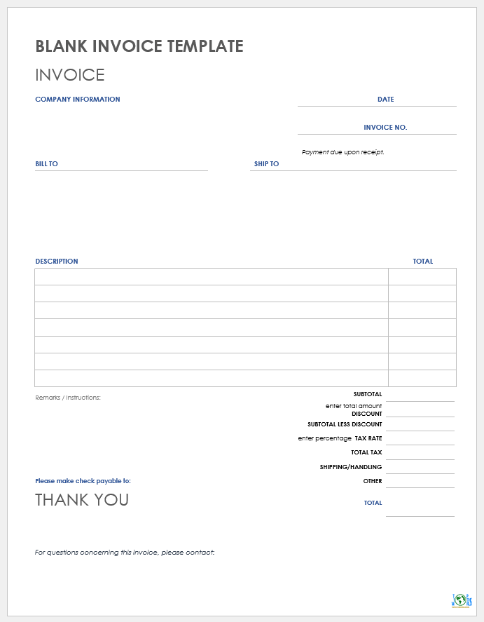 Blank invoice Templates - 99+ Free Google Docs Invoice Templates